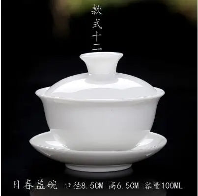 High White Porcelain Tea Set, Sancai Bowl, Cover Bowl, Tea Maker, Large Teacup Gaiwan, Pure White Porcelain, Respect Tea Bowl