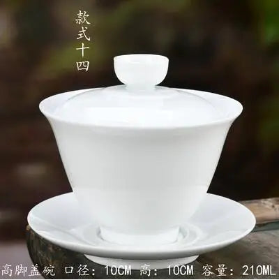 High White Porcelain Tea Set, Sancai Bowl, Cover Bowl, Tea Maker, Large Teacup Gaiwan, Pure White Porcelain, Respect Tea Bowl