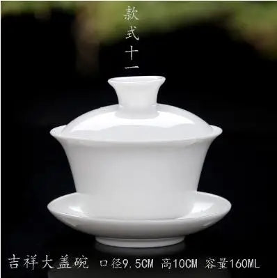 High White Porcelain Tea Set, Sancai Bowl, Cover Bowl, Tea Maker, Large Teacup Gaiwan, Pure White Porcelain, Respect Tea Bowl