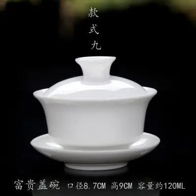 High White Porcelain Tea Set, Sancai Bowl, Cover Bowl, Tea Maker, Large Teacup Gaiwan, Pure White Porcelain, Respect Tea Bowl