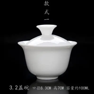 High White Porcelain Tea Set, Sancai Bowl, Cover Bowl, Tea Maker, Large Teacup Gaiwan, Pure White Porcelain, Respect Tea Bowl