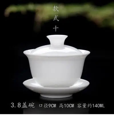 High White Porcelain Tea Set, Sancai Bowl, Cover Bowl, Tea Maker, Large Teacup Gaiwan, Pure White Porcelain, Respect Tea Bowl
