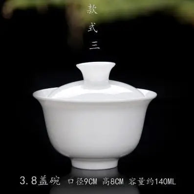 High White Porcelain Tea Set, Sancai Bowl, Cover Bowl, Tea Maker, Large Teacup Gaiwan, Pure White Porcelain, Respect Tea Bowl