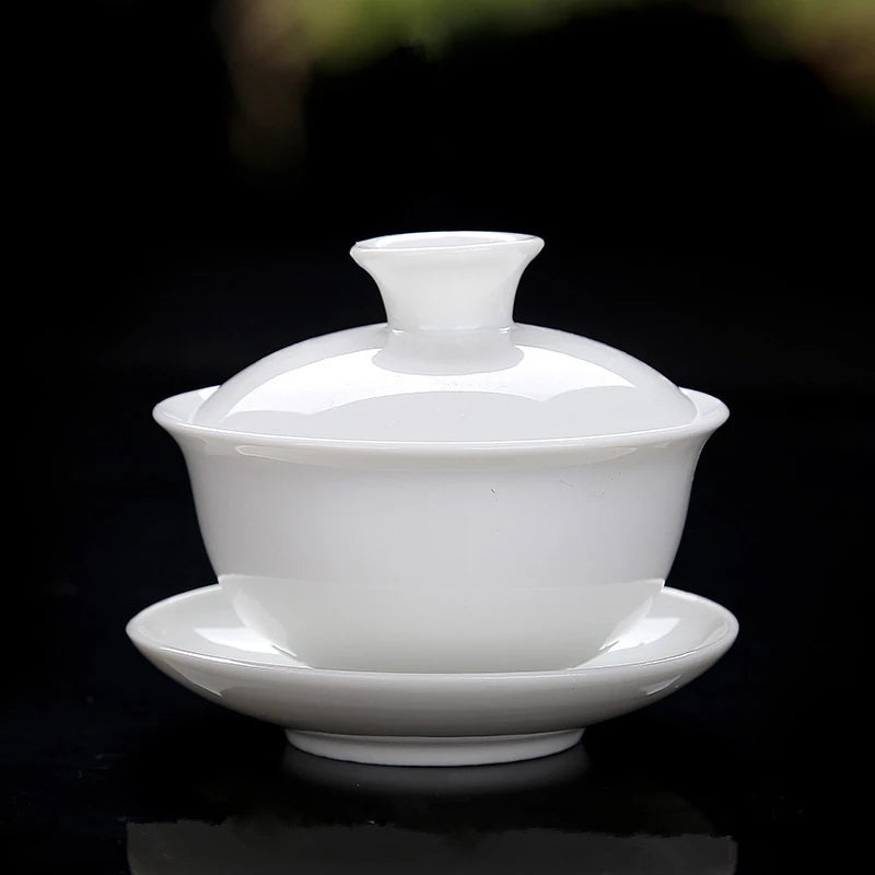 High White Porcelain Tea Set, Sancai Bowl, Cover Bowl, Tea Maker, Large Teacup Gaiwan, Pure White Porcelain, Respect Tea Bowl