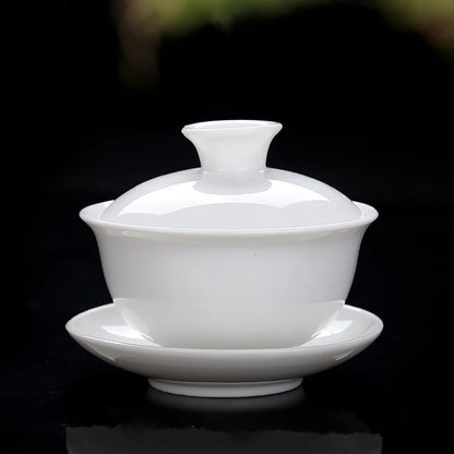 High White Porcelain Tea Set, Sancai Bowl, Cover Bowl, Tea Maker, Large Teacup Gaiwan, Pure White Porcelain, Respect Tea Bowl