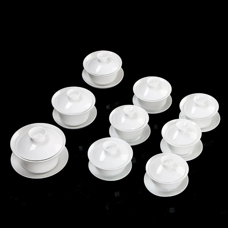 High White Porcelain Tea Set, Sancai Bowl, Cover Bowl, Tea Maker, Large Teacup Gaiwan, Pure White Porcelain, Respect Tea Bowl