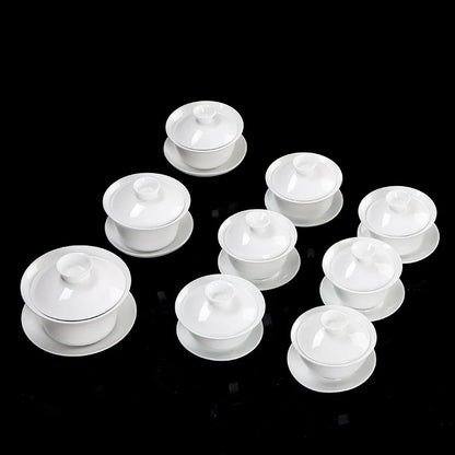 High White Porcelain Tea Set, Sancai Bowl, Cover Bowl, Tea Maker, Large Teacup Gaiwan, Pure White Porcelain, Respect Tea Bowl