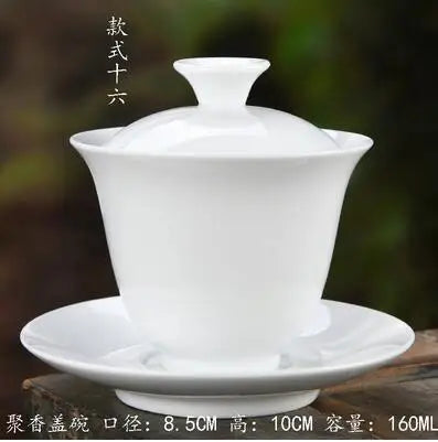 High White Porcelain Tea Set, Sancai Bowl, Cover Bowl, Tea Maker, Large Teacup Gaiwan, Pure White Porcelain, Respect Tea Bowl