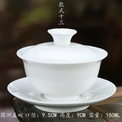 High White Porcelain Tea Set, Sancai Bowl, Cover Bowl, Tea Maker, Large Teacup Gaiwan, Pure White Porcelain, Respect Tea Bowl
