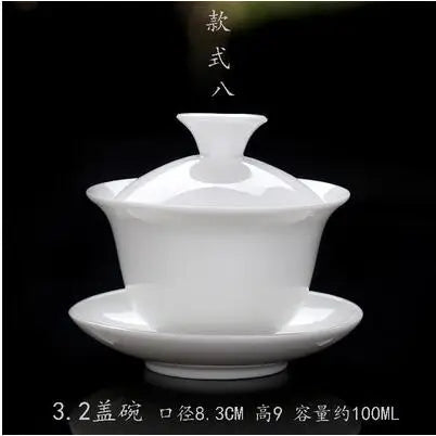 High White Porcelain Tea Set, Sancai Bowl, Cover Bowl, Tea Maker, Large Teacup Gaiwan, Pure White Porcelain, Respect Tea Bowl