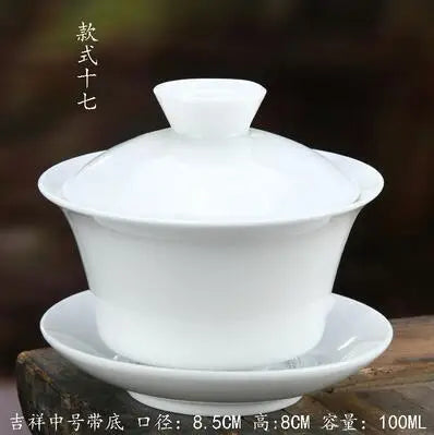 High White Porcelain Tea Set, Sancai Bowl, Cover Bowl, Tea Maker, Large Teacup Gaiwan, Pure White Porcelain, Respect Tea Bowl