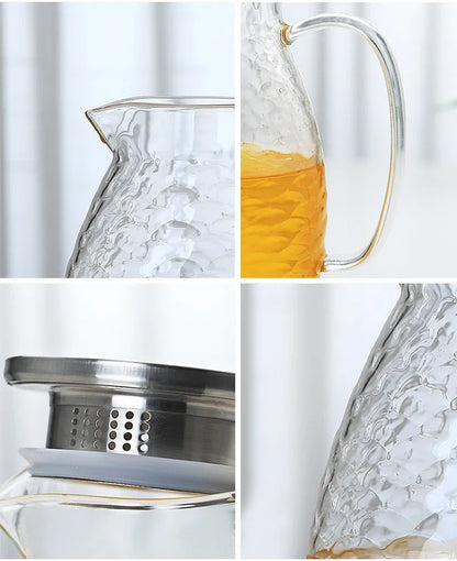 High capacity Glass Fish scale Water Pot 2000ml Jug Teapot Kettle Lemonade Heat-resistant Explosion-proof Heatable Carafe 1500ml