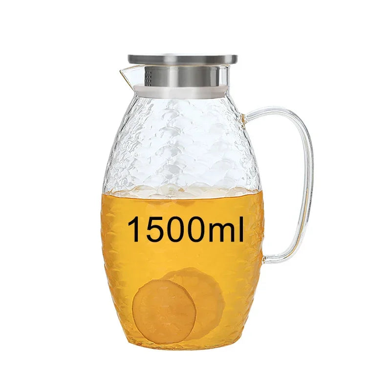 High capacity Glass Fish scale Water Pot 2000ml Jug Teapot Kettle Lemonade Heat-resistant Explosion-proof Heatable Carafe 1500ml