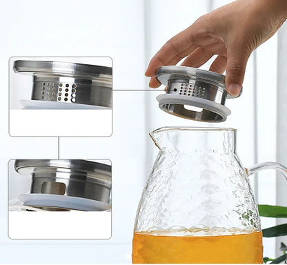 High capacity Glass Fish scale Water Pot 2000ml Jug Teapot Kettle Lemonade Heat-resistant Explosion-proof Heatable Carafe 1500ml