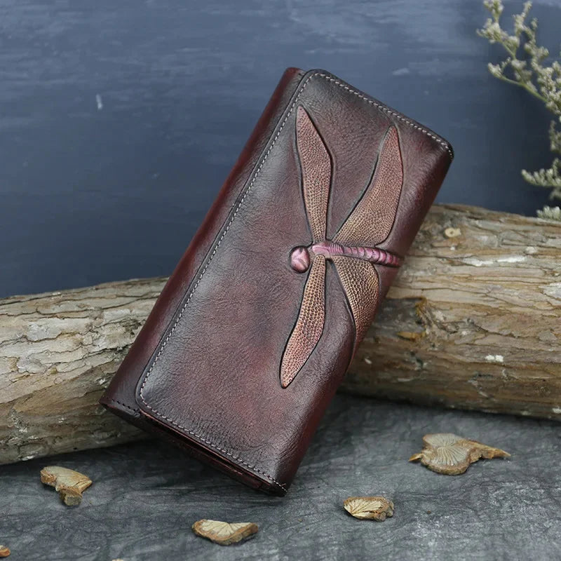High-end Fashion Women's Wallet Retro Cowhide Card Holder New Genuine Leather Long Ladies Purse Handmade Wallets Phone Bag