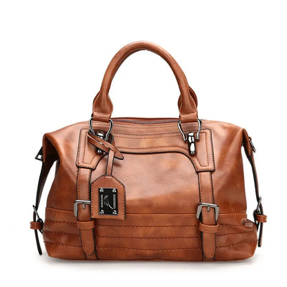 High-end New Women's Retro Handbag Boston Fashion Soft PU Leather Shoulder European Temperament Ladies Crossbody Bag