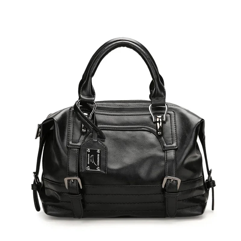 High-end New Women's Retro Handbag Boston Fashion Soft PU Leather Shoulder European Temperament Ladies Crossbody Bag