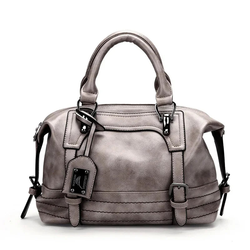 High-end New Women's Retro Handbag Boston Fashion Soft PU Leather Shoulder European Temperament Ladies Crossbody Bag