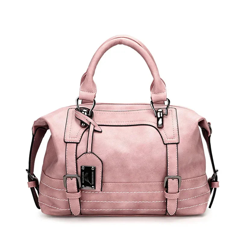 High-end New Women's Retro Handbag Boston Fashion Soft PU Leather Shoulder European Temperament Ladies Crossbody Bag