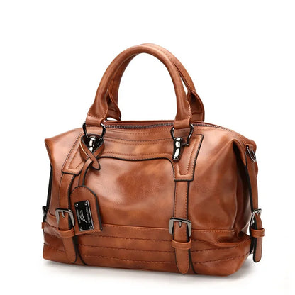 High-end New Women's Retro Handbag Boston Fashion Soft PU Leather Shoulder European Temperament Ladies Crossbody Bag