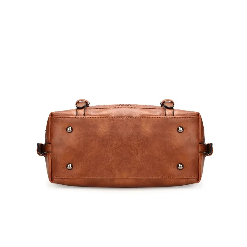 High-end New Women's Retro Handbag Boston Fashion Soft PU Leather Shoulder European Temperament Ladies Crossbody Bag