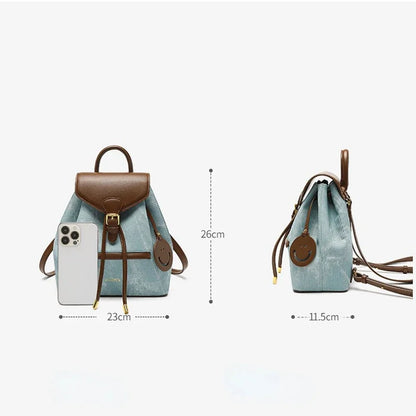 High-end Women's 2024 Spring New Fashion and Leisure Joker Large Capacity Soft Leather Cowboy Backpack Travel Bag