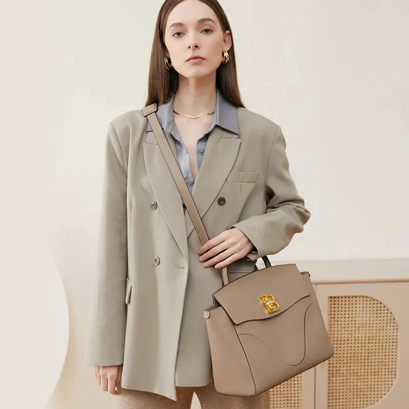 High-end Women's 2024Design Genuine Leather Backpack Commuter Large-capacity Handbag Women Computer Briefcase Leisure Travel Bag