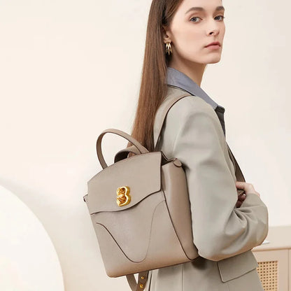 High-end Women's 2024Design Genuine Leather Backpack Commuter Large-capacity Handbag Women Computer Briefcase Leisure Travel Bag