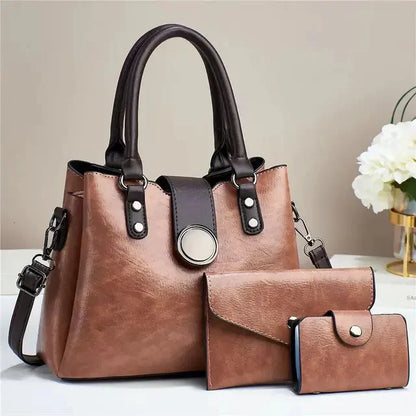 High-end Women's Shoulder New Luxury Retro Large-capacity Three-piece Sleeve Female Handbag Lady Fashion Crossbody Big Bag