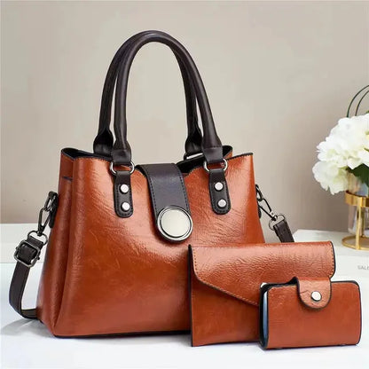 High-end Women's Shoulder New Luxury Retro Large-capacity Three-piece Sleeve Female Handbag Lady Fashion Crossbody Big Bag
