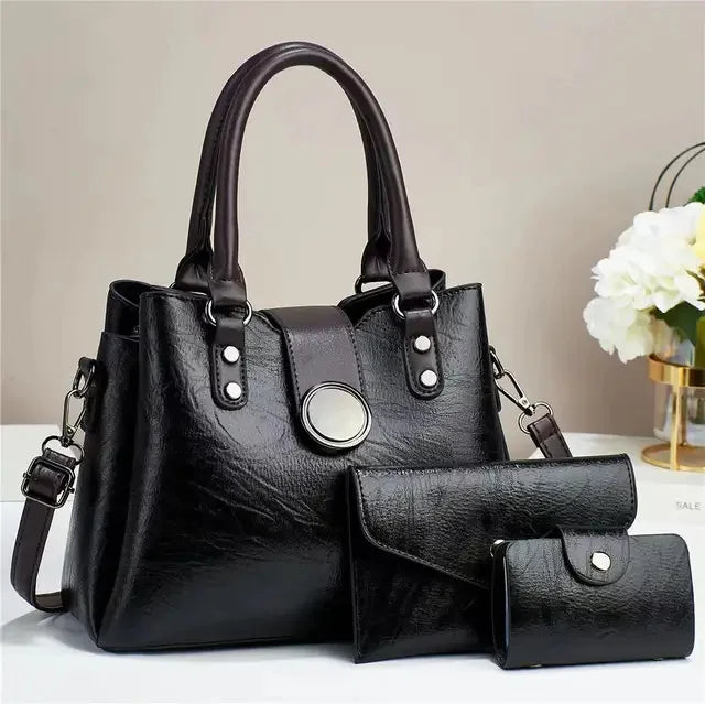High-end Women's Shoulder New Luxury Retro Large-capacity Three-piece Sleeve Female Handbag Lady Fashion Crossbody Big Bag