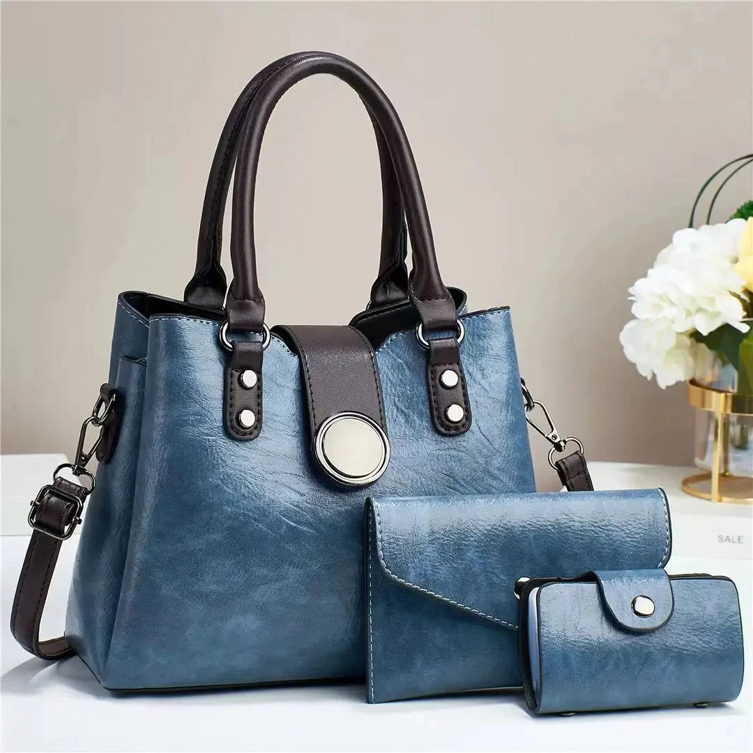 High-end Women's Shoulder New Luxury Retro Large-capacity Three-piece Sleeve Female Handbag Lady Fashion Crossbody Big Bag