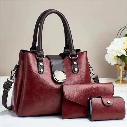 High-end Women's Shoulder New Luxury Retro Large-capacity Three-piece Sleeve Female Handbag Lady Fashion Crossbody Big Bag
