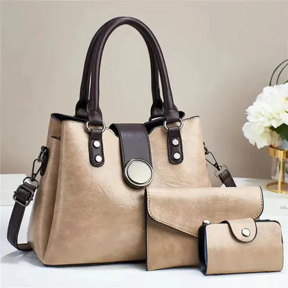 High-end Women's Shoulder New Luxury Retro Large-capacity Three-piece Sleeve Female Handbag Lady Fashion Crossbody Big Bag
