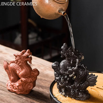 High-end Yixing Purple Clay Tea Pet Handmade Sculpture Dragon Ornaments Desktop Lucky Decor Crafts Chinese Tea Set Decoration