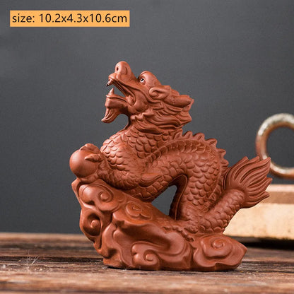 High-end Yixing Purple Clay Tea Pet Handmade Sculpture Dragon Ornaments Desktop Lucky Decor Crafts Chinese Tea Set Decoration