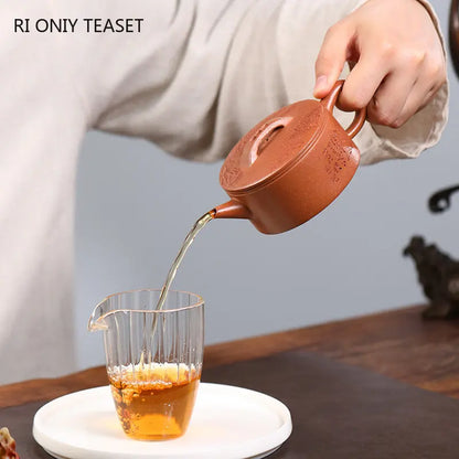 High-end Yixing Purple Clay Teapots Famous Large Caliber Handmade Landscape Pattern Tea Pot Beauty Kettle Chinese Zisha Tea Set