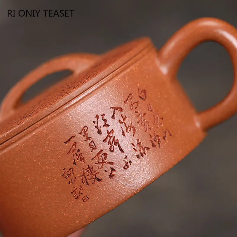 High-end Yixing Purple Clay Teapots Famous Large Caliber Handmade Landscape Pattern Tea Pot Beauty Kettle Chinese Zisha Tea Set