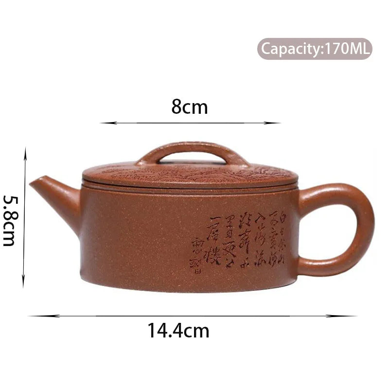 High-end Yixing Purple Clay Teapots Famous Large Caliber Handmade Landscape Pattern Tea Pot Beauty Kettle Chinese Zisha Tea Set
