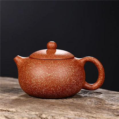 High-end Yixing Teapot 220ml Purple Clay Tea Kettle Famous Handmade Ball Hole Filter Xishi Tea Pot Raw Ore Kettle Zisha Tea Set