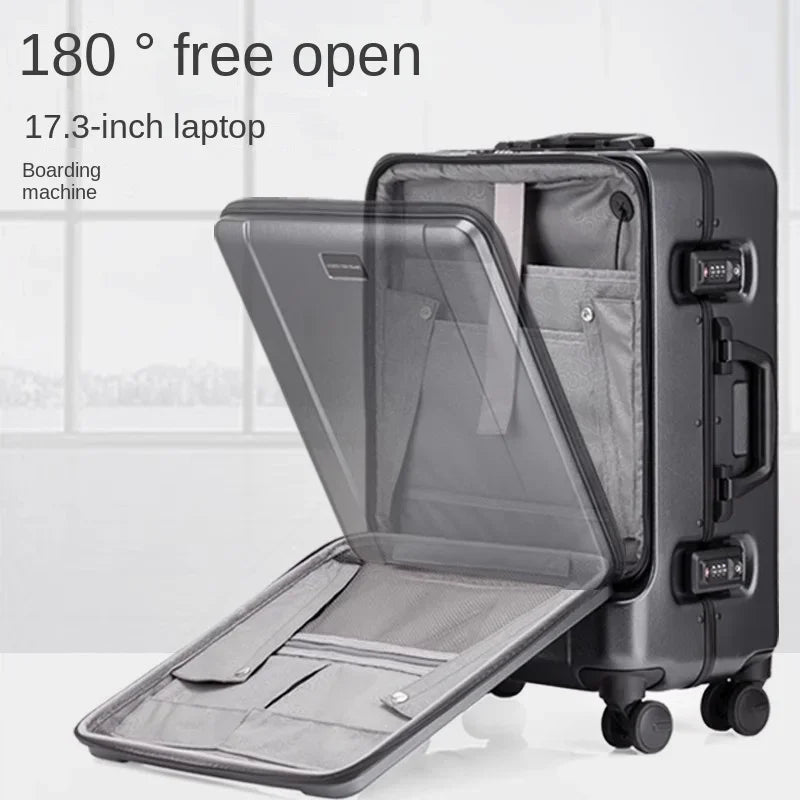 High end business climbing case with front 17.3 computer luggage, large capacity trolley case, travel box, 20 inches
