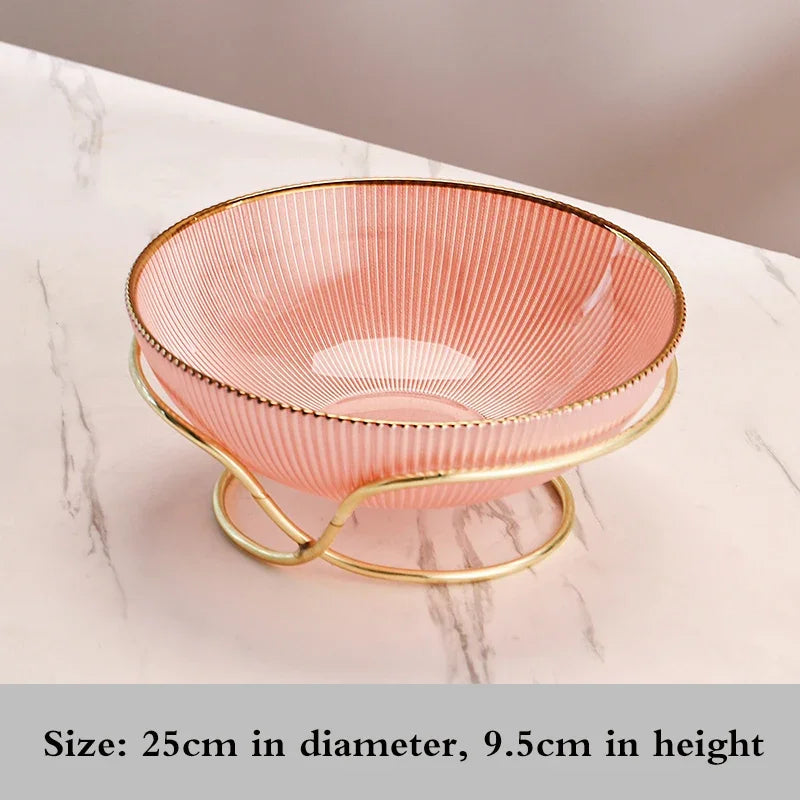 High-end glass fruit tray living room home coffee table decoration American light luxury tray creative candy basket decoration