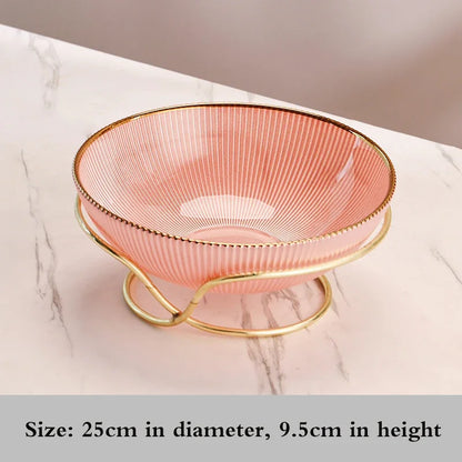High-end glass fruit tray living room home coffee table decoration American light luxury tray creative candy basket decoration