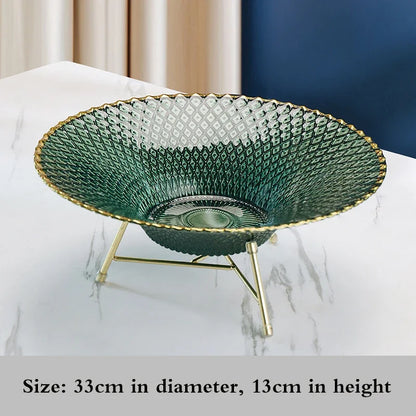 High-end glass fruit tray living room home coffee table decoration American light luxury tray creative candy basket decoration