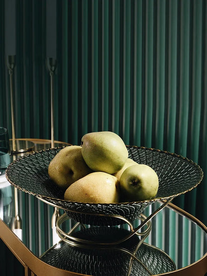 High-end glass fruit tray living room home coffee table decoration American light luxury tray creative candy basket decoration