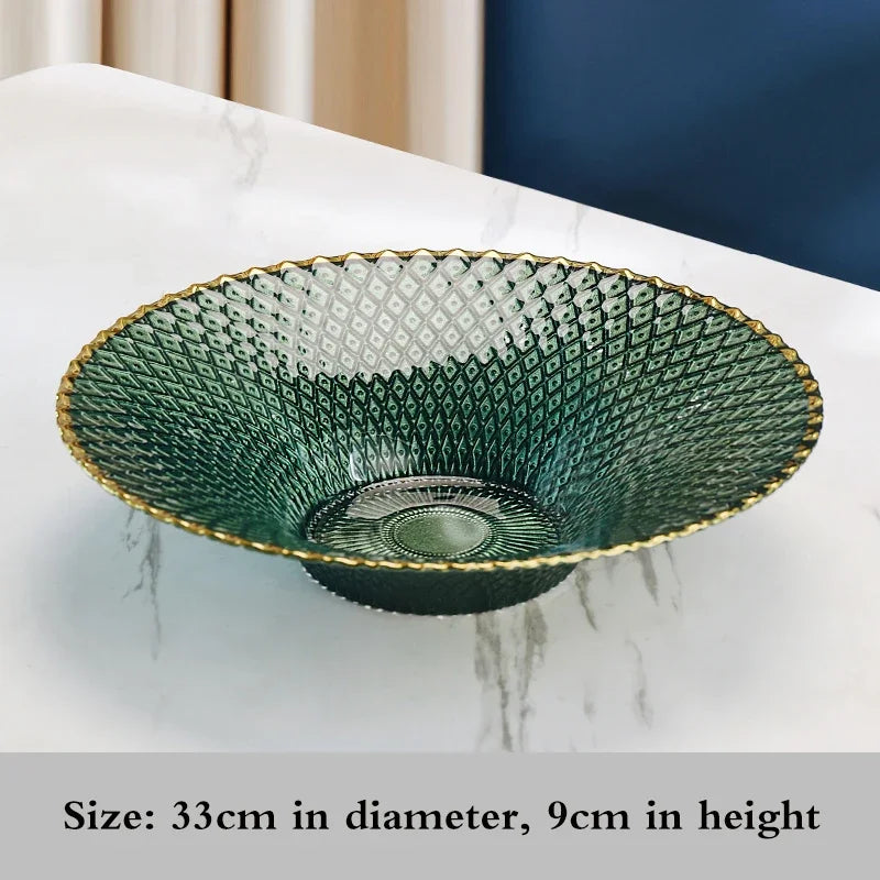 High-end glass fruit tray living room home coffee table decoration American light luxury tray creative candy basket decoration