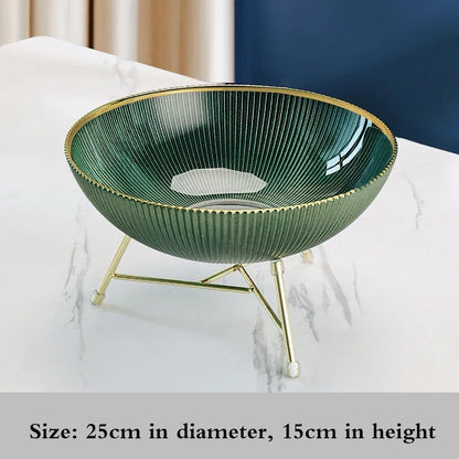 High-end glass fruit tray living room home coffee table decoration American light luxury tray creative candy basket decoration