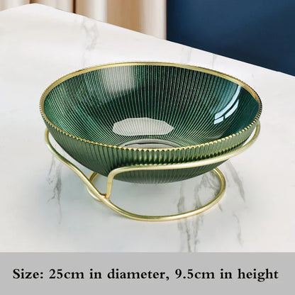 High-end glass fruit tray living room home coffee table decoration American light luxury tray creative candy basket decoration