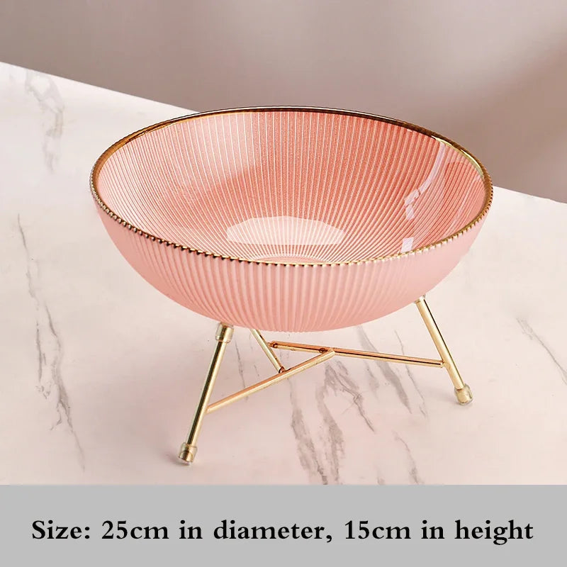 High-end glass fruit tray living room home coffee table decoration American light luxury tray creative candy basket decoration