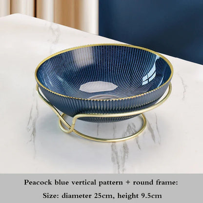 High-end glass fruit tray living room home coffee table decoration American light luxury tray creative candy basket decoration